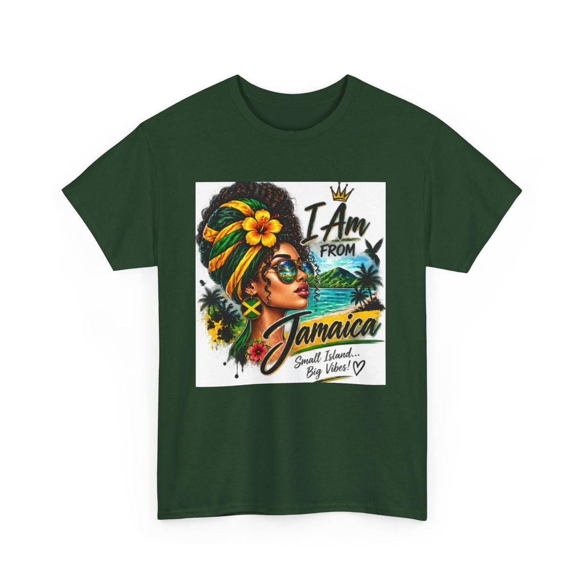 Jamaica Pride T‑Shirt — "I Am From Jamaica" Afro Woman Graphic Tee