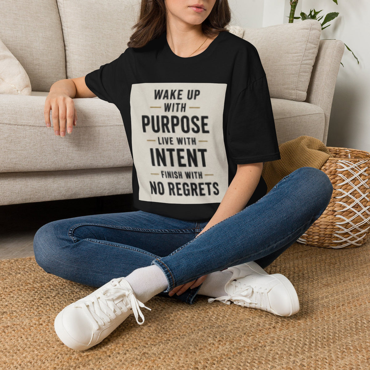 Motivational T-Shirt — "Wake Up With Purpose, Live With Intent"