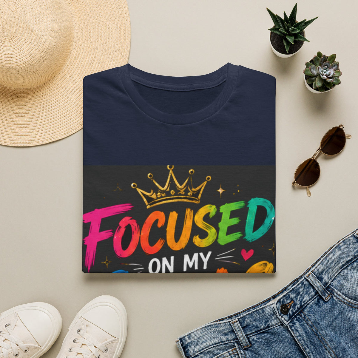 Focused On My Goals T-Shirt — Colorful Motivational Graphic Tee