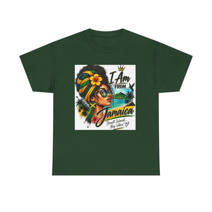Jamaica Pride T‑Shirt — "I Am From Jamaica" Afro Woman Graphic Tee