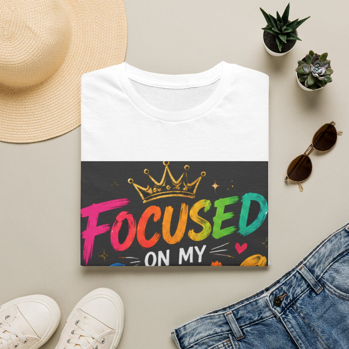 Focused On My Goals T-Shirt — Colorful Motivational Graphic Tee