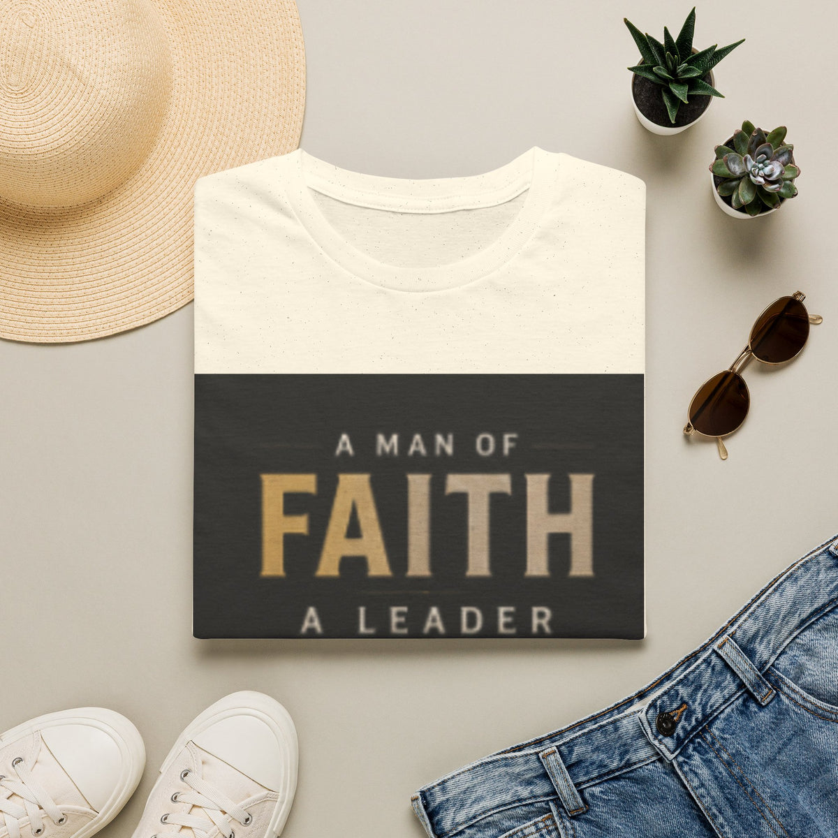 Faith Leader T-Shirt — "A Man of Faith, A Leader at Home, A Warrior in Life"