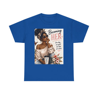 Becoming Her Graphic Tee — Empowering Black Woman Vintage Art Shirt