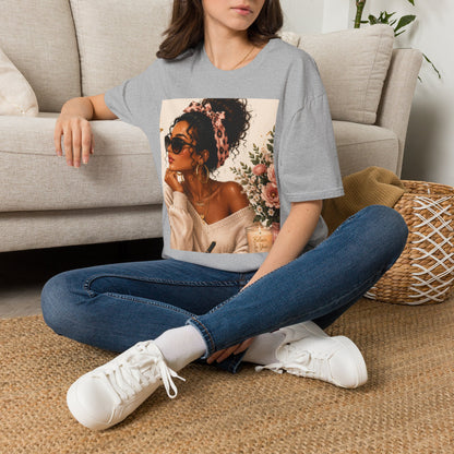 Vintage Floral Afro Woman Tee — Boho Chic Graphic T-Shirt