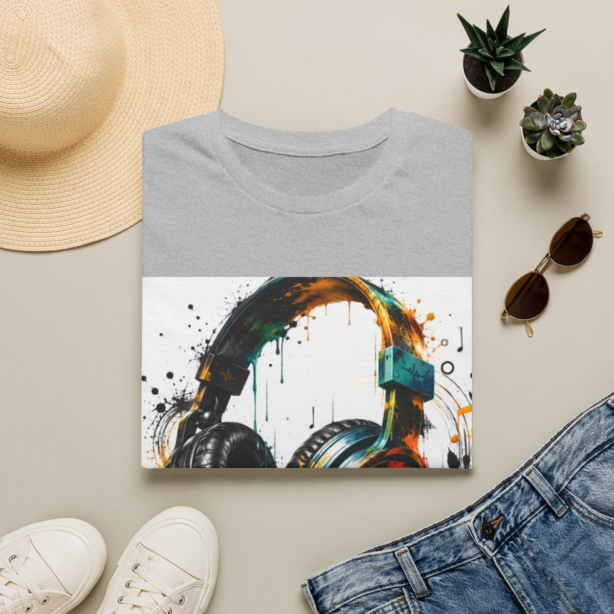 Headphones Graphic T-Shirt — Colorful Drip DJ Art Tee