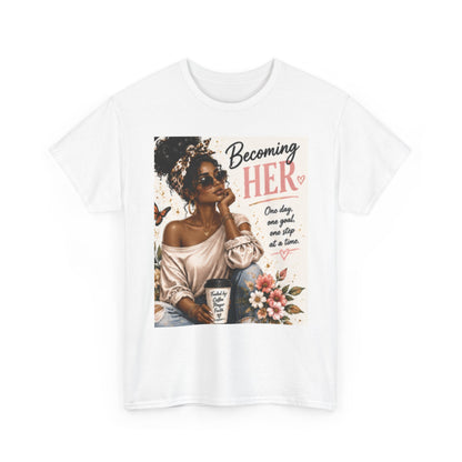 Becoming Her Graphic Tee — Empowering Black Woman Vintage Art Shirt