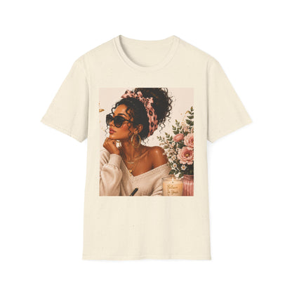 Vintage Floral Afro Woman Tee — Boho Chic Graphic T-Shirt