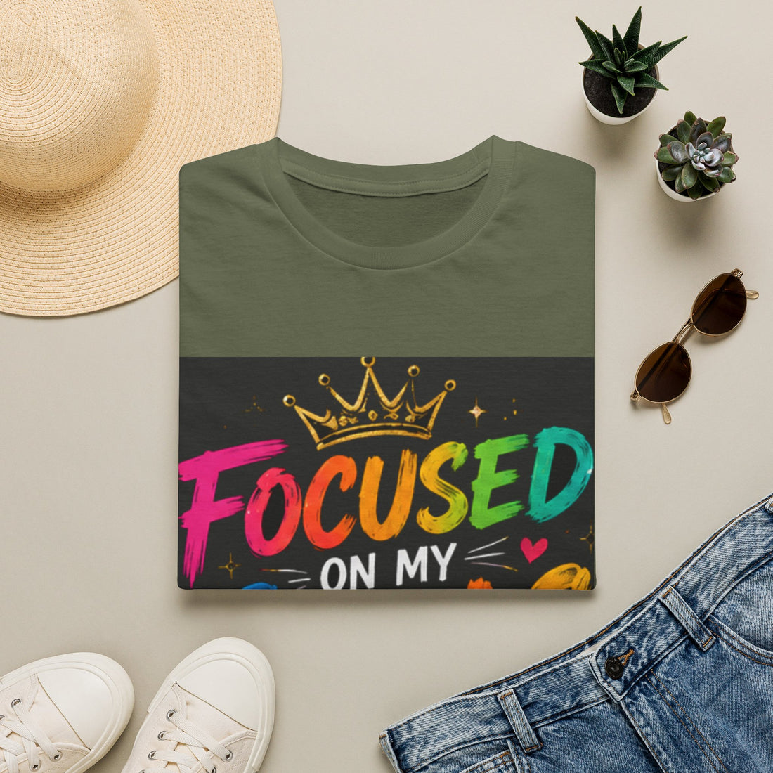 Focused On My Goals T-Shirt — Colorful Motivational Graphic Tee