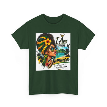 Jamaica Pride T‑Shirt — "I Am From Jamaica" Afro Woman Graphic Tee