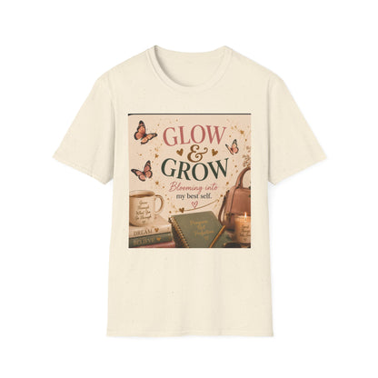 Glow &amp; Grow T-Shirt — Inspirational Butterfly Floral Tee