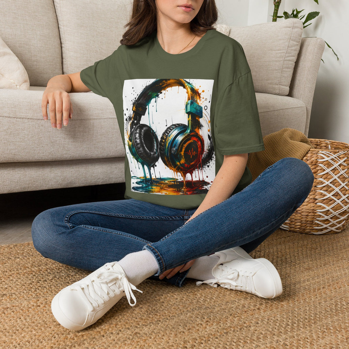 Headphones Graphic T-Shirt — Colorful Drip DJ Art Tee