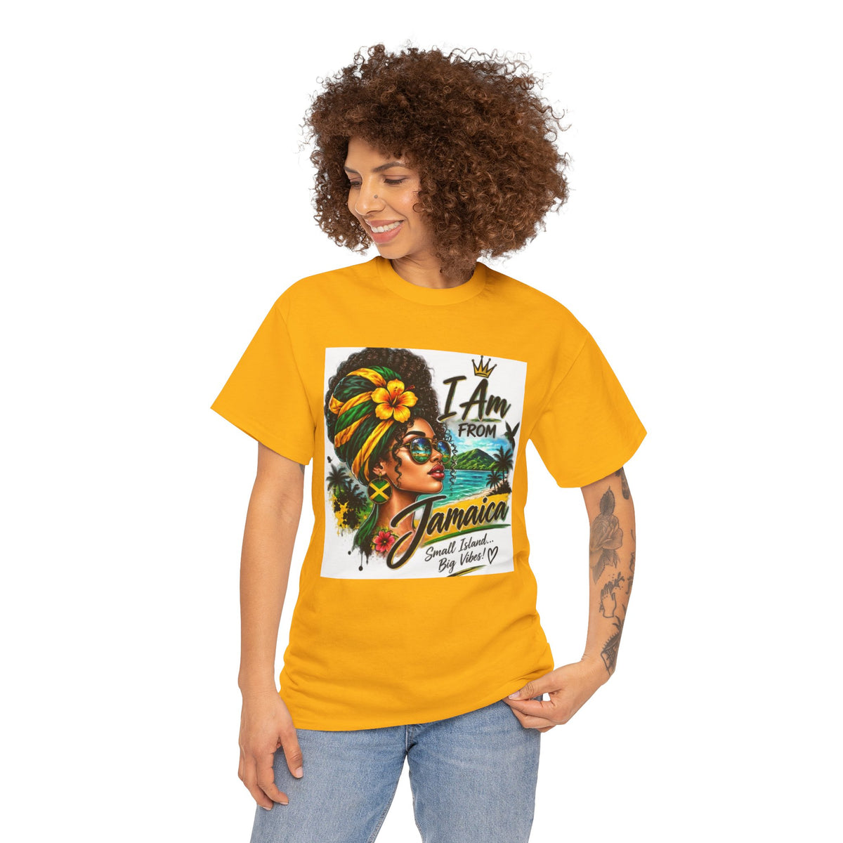 Jamaica Pride T‑Shirt — "I Am From Jamaica" Afro Woman Graphic Tee