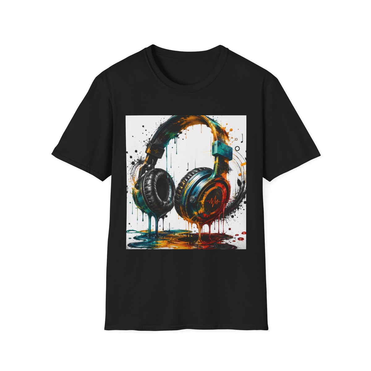 Headphones Graphic T-Shirt — Colorful Drip DJ Art Tee
