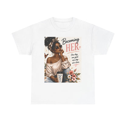 Becoming Her Graphic Tee — Empowering Black Woman Vintage Art Shirt