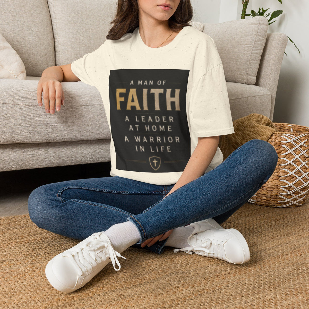 Faith Leader T-Shirt — "A Man of Faith, A Leader at Home, A Warrior in Life"