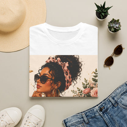 Vintage Floral Afro Woman Tee — Boho Chic Graphic T-Shirt