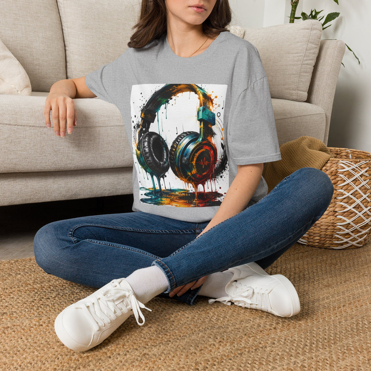 Headphones Graphic T-Shirt — Colorful Drip DJ Art Tee