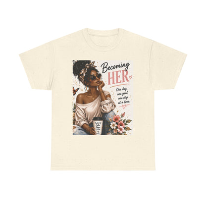 Becoming Her Graphic Tee — Empowering Black Woman Vintage Art Shirt