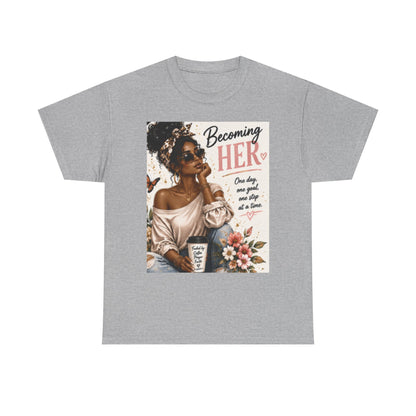 Becoming Her Graphic Tee — Empowering Black Woman Vintage Art Shirt