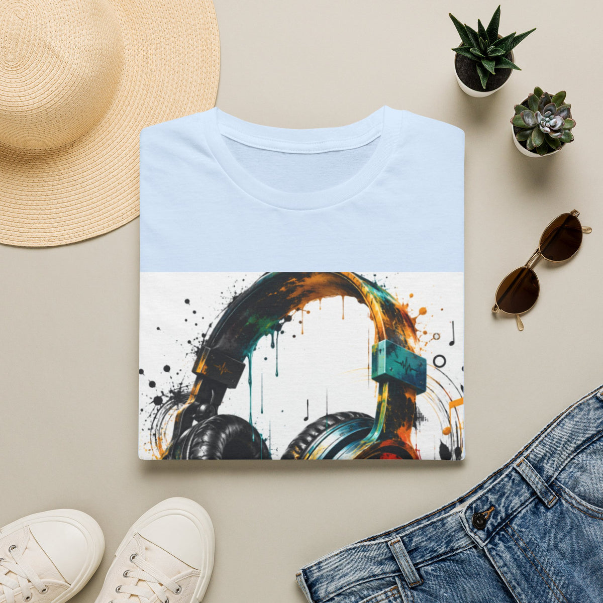Headphones Graphic T-Shirt — Colorful Drip DJ Art Tee