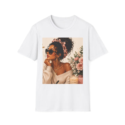 Vintage Floral Afro Woman Tee — Boho Chic Graphic T-Shirt
