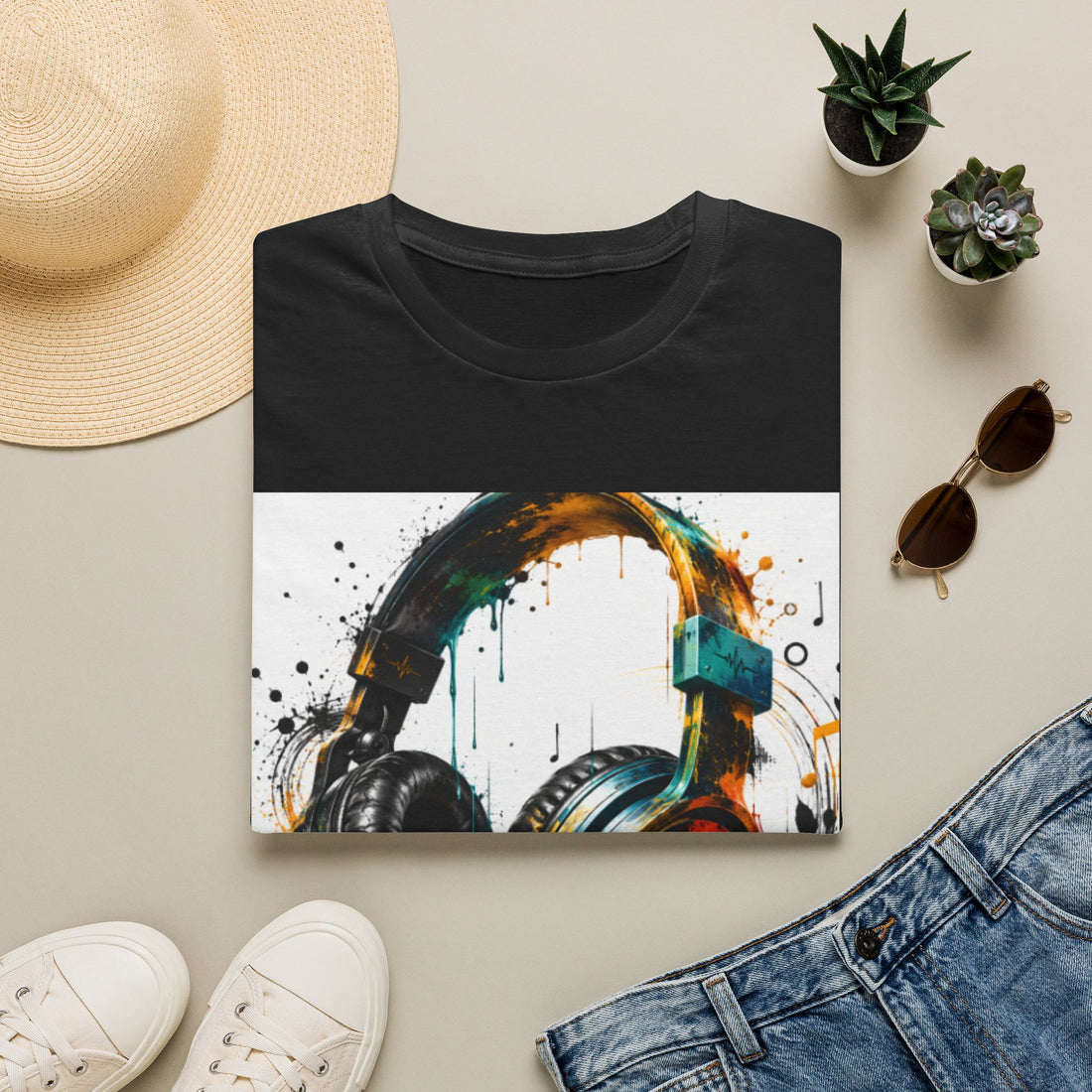 Headphones Graphic T-Shirt — Colorful Drip DJ Art Tee