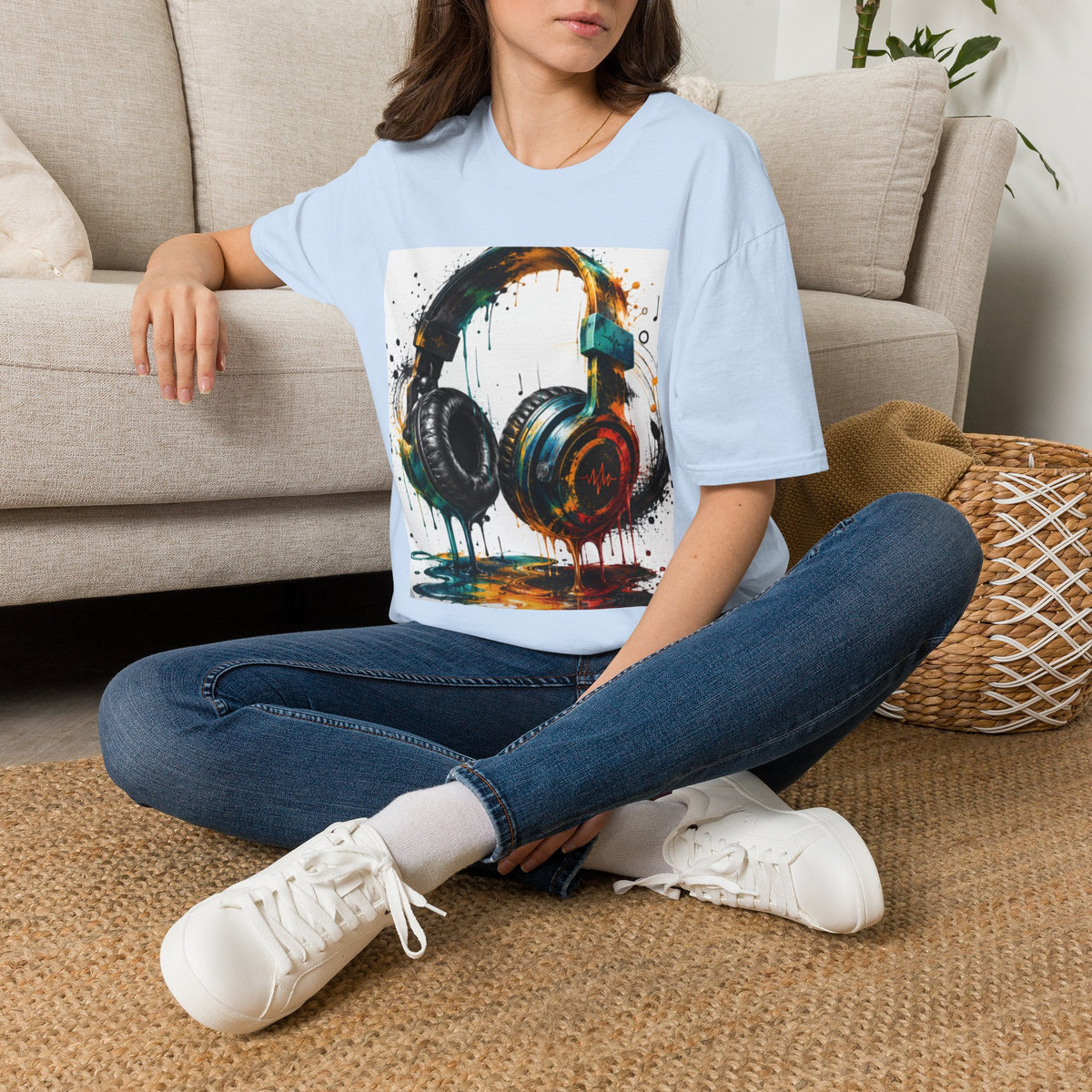 Headphones Graphic T-Shirt — Colorful Drip DJ Art Tee