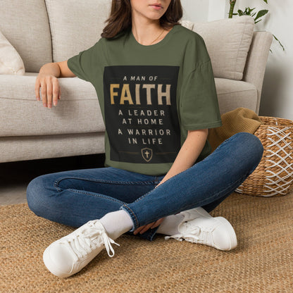 Faith Leader T-Shirt — "A Man of Faith, A Leader at Home, A Warrior in Life"