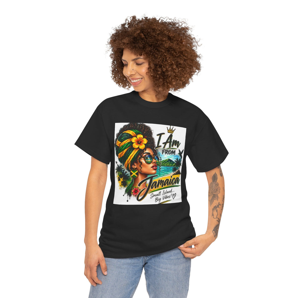 Jamaica Pride T‑Shirt — "I Am From Jamaica" Afro Woman Graphic Tee