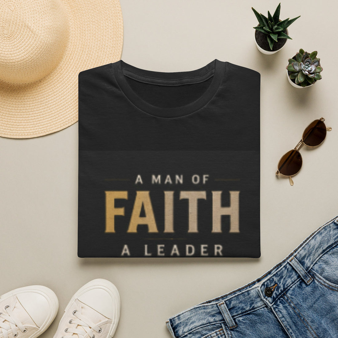 Faith Leader T-Shirt — "A Man of Faith, A Leader at Home, A Warrior in Life"