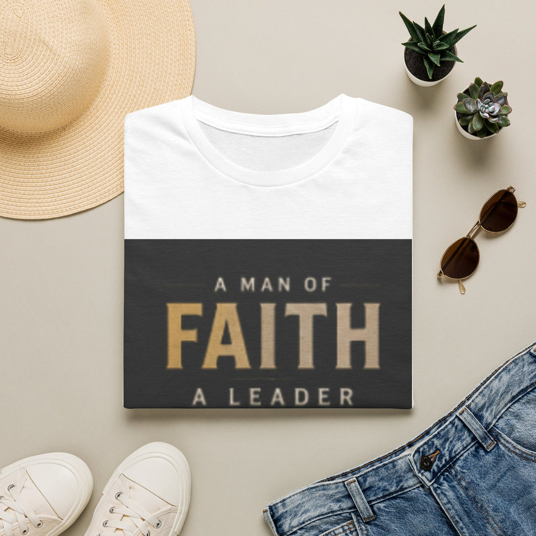 Faith Leader T-Shirt — "A Man of Faith, A Leader at Home, A Warrior in Life"