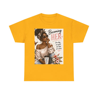 Becoming Her Graphic Tee — Empowering Black Woman Vintage Art Shirt