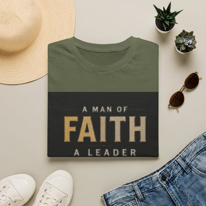 Faith Leader T-Shirt — "A Man of Faith, A Leader at Home, A Warrior in Life"