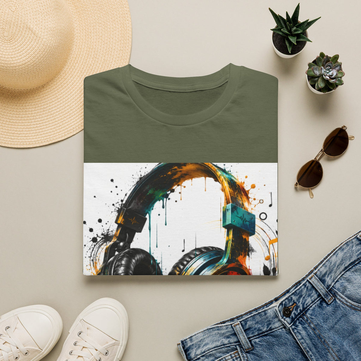 Headphones Graphic T-Shirt — Colorful Drip DJ Art Tee