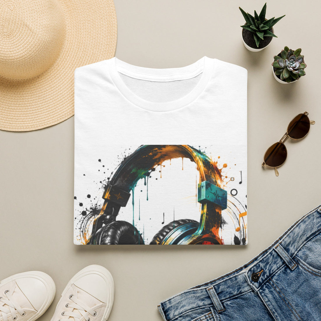 Headphones Graphic T-Shirt — Colorful Drip DJ Art Tee