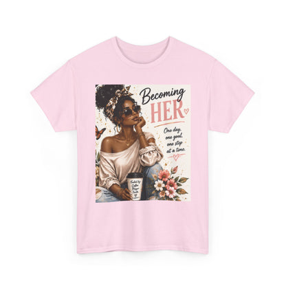Becoming Her Graphic Tee — Empowering Black Woman Vintage Art Shirt