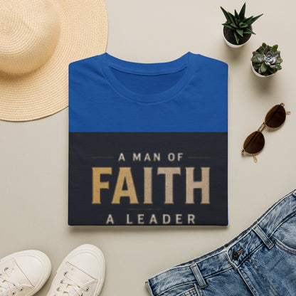 Faith Leader T-Shirt — "A Man of Faith, A Leader at Home, A Warrior in Life"