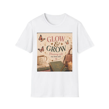 Glow &amp; Grow T-Shirt — Inspirational Butterfly Floral Tee