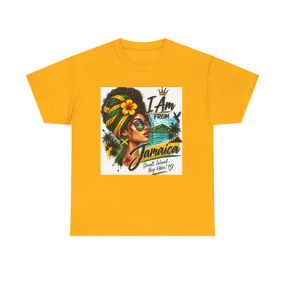 Jamaica Pride T‑Shirt — "I Am From Jamaica" Afro Woman Graphic Tee