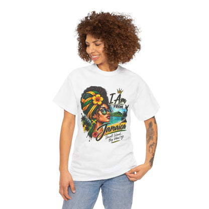 Jamaica Pride T‑Shirt — "I Am From Jamaica" Afro Woman Graphic Tee