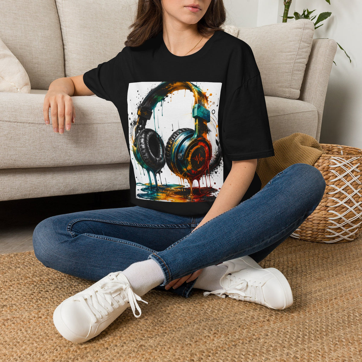 Headphones Graphic T-Shirt — Colorful Drip DJ Art Tee